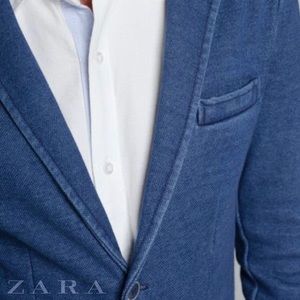 NWT Zara Man Rinsed Blue Suit Blazer